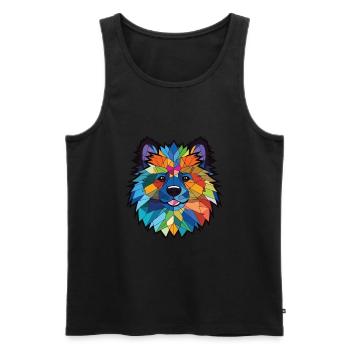 Keeshond Dog Breed Watercolor Glass Illustration - Men's Premium Organic Tank Top - black - Front - Michal (187cm)
