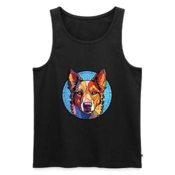 Koolie chien australien race aquarelle colorée - Débardeur bio Premium Homme - noir - Devant - Michal (187cm)
