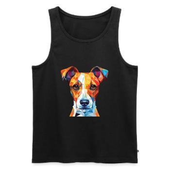 Jack Russel Terrier Hunderasse buntes Aquarell - Männer Premium Bio Tank Top - Schwarz - Vorne - Michal (187cm)