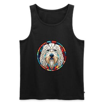 Illustration sur verre aquarelle de race de chien Komondor - Débardeur bio Premium Homme - noir - Devant - Michal (187cm)