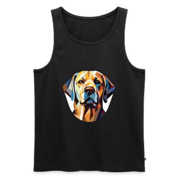 Labrador chien race aquarelle verre Illustration - Débardeur bio Premium Homme - noir - Devant - AI Model Male 178 light (178cm)