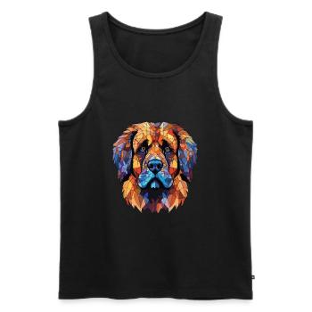 Leonberg chien race aquarelle verre Illustration - Débardeur bio Premium Homme - noir - Devant - Michal (187cm)