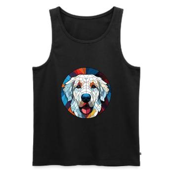 Kuvasz chien race coloré aquarelle illustration - Débardeur bio Premium Homme - noir - Devant - Michal (187cm)
