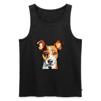 Miniatur Foxterrier Hunderasse Aquarellglas - Männer Premium Bio Tank Top - Schwarz - Vorne - Michal (187cm)