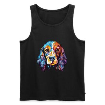 Russian Spaniel Dog Breed Watercolor Illustration - Men's Premium Organic Tank Top - black - Front - Michal (187cm)