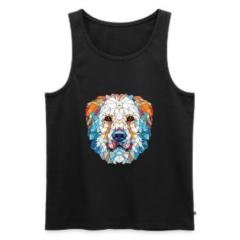Maremma Sheepdog Dog Breed Watercolor Illustration - Men's Premium Organic Tank Top - black - Front - AI Model Male 178 light (178cm)