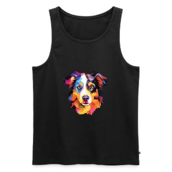 Miniatur American Shepherd Hunderasse Aquarell - Männer Premium Bio Tank Top - Schwarz - Vorne - Michal (187cm)