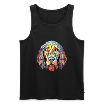 Chien de garde portugais chien race aquarelle colorée - Débardeur bio Premium Homme - noir - Devant - Michal (187cm)