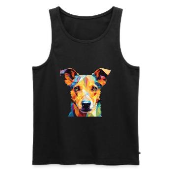 Ratonero Murciano race de chien aquarelle colorée - Débardeur bio Premium Homme - noir - Devant - Michal (187cm)
