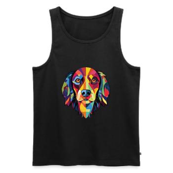 Munsterlander petit chien race aquarelle colorée - Débardeur bio Premium Homme - noir - Devant - Michal (187cm)