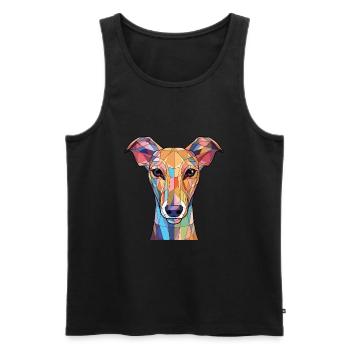 Illustration à l’aquarelle de race de chien lévrier polonais - Débardeur bio Premium Homme - noir - Devant - Michal (187cm)