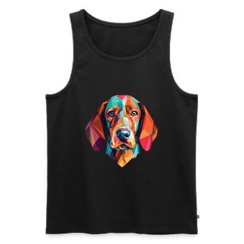 Chien de chasse polonais chien race aquarelle colorée - Débardeur bio Premium Homme - noir - Devant - Michal (187cm)