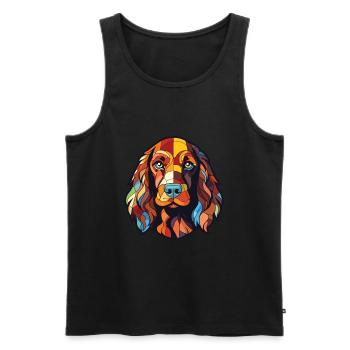 Pont Audemer Épagneul chien race aquarelle colorée - Débardeur bio Premium Homme - noir - Devant - Michal (187cm)