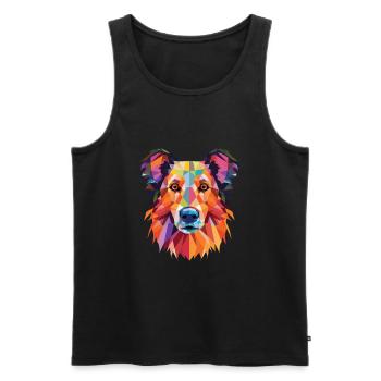 Chien de berger roumain race de chien aquarelle colorée - Débardeur bio Premium Homme - noir - Devant - Michal (187cm)