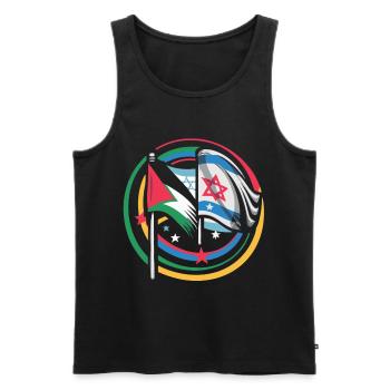 Unity for Peace Flags of Israel Palestine - Men's Premium Organic Tank Top - black - Front - AI Model Male 178 light (178cm)