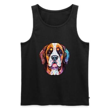 Illustration à l’aquarelle de race de chien Saint-Bernard - Débardeur bio Premium Homme - noir - Devant - AI Model Male 178 light (178cm)