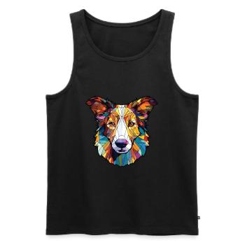 Scotch Collie chien race aquarelle Illustration - Débardeur bio Premium Homme - noir - Devant - Michal (187cm)