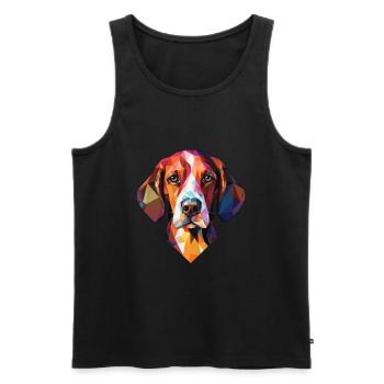Tyroler Bracke chien race aquarelle Illustration - Débardeur bio Premium Homme - noir - Devant - Michal (187cm)