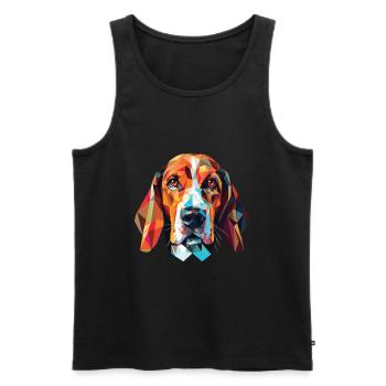 Treeing Walker Coonhound race chien aquarelle - Débardeur bio Premium Homme - noir - Devant - Michal (187cm)