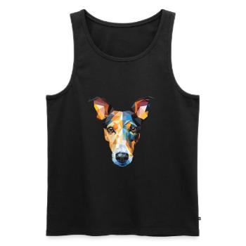 Glatte Foxterrier-Hunderasse buntes Aquarell - Männer Premium Bio Tank Top - Schwarz - Vorne - AI Model Male 178 light (178cm)