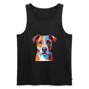Stephens Cur Dog Breed Watercolor Illustration - Men's Premium Organic Tank Top - black - Front - Michal (187cm)