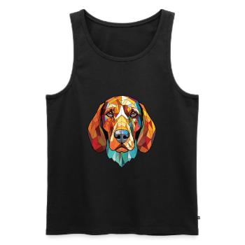 Chien chien chien chien race aquarelle Illustration - Débardeur bio Premium Homme - noir - Devant - Michal (187cm)
