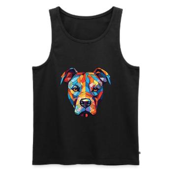 Staffordshire Bull Terrier Staffy Dog Watercolor - Men's Premium Organic Tank Top - black - Front - Michal (187cm)