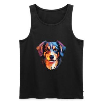 Taigan Kyrgyz Taighany Dog Breed Watercolor Glass - Men's Premium Organic Tank Top - black - Front - Michal (187cm)