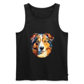 Chien de berger gallois chien race aquarelle Illustration - Débardeur bio Premium Homme - noir - Devant - Michal (187cm)