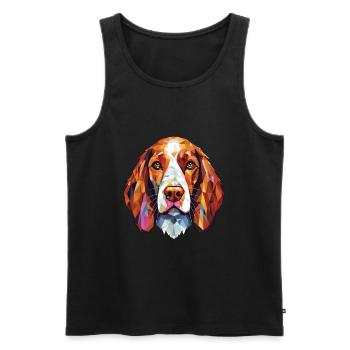 Welsh Springer Spaniel chien race verre aquarelle - Débardeur bio Premium Homme - noir - Devant - Michal (187cm)