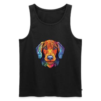 Wirehaired Dachshund Dog Breed Colorful Watercolor - Men's Premium Organic Tank Top - black - Front - Michal (187cm)