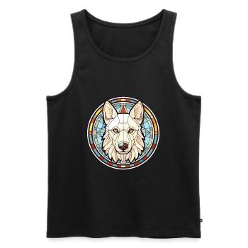 Weißer Schäferhund Rasse Aquarell Illustration - Männer Premium Bio Tank Top - Schwarz - Vorne - Michal (187cm)