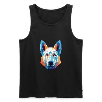 White Shepherd Dog Breed Watercolor Illustration - Men's Premium Organic Tank Top - black - Front - Michal (187cm)
