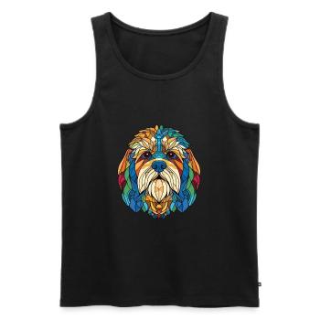 Tibetische Kyi Apso Hunderasse Aquarell Illustration - Männer Premium Bio Tank Top - Schwarz - Vorne - Michal (187cm)