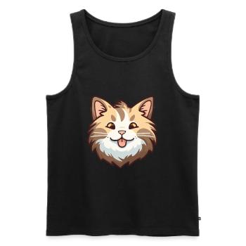 American Bobtail chat dessin animé aquarelle Clipart - Débardeur bio Premium Homme - noir - Devant - Michal (187cm)