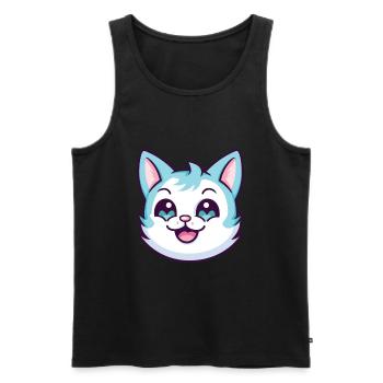 Hantilly Tiffany Cat Cartoon Watercolor Clipart - Men's Premium Organic Tank Top - black - Front - Michal (187cm)