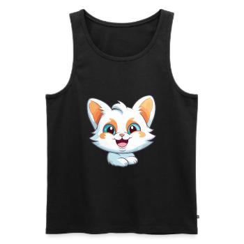 Brume australienne chat dessin animé aquarelle Clipart - Débardeur bio Premium Homme - noir - Devant - Michal (187cm)