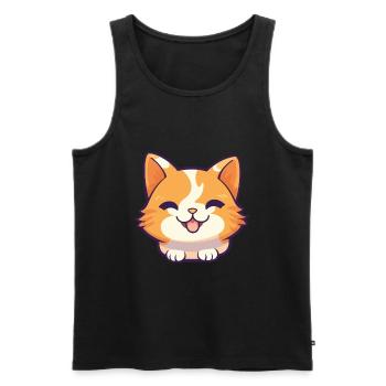 Manx Cat Coloré Cartoon Aquarelle Illustration - Débardeur bio Premium Homme - noir - Devant - Michal (187cm)