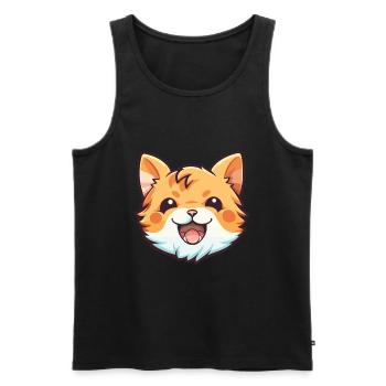 Manx Cat Coloré Cartoon Aquarelle Illustration - Débardeur bio Premium Homme - noir - Devant - Michal (187cm)