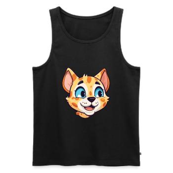 Ocicat Illustration Aquarelle De Dessin Animé Coloré - Débardeur bio Premium Homme - noir - Devant - Michal (187cm)