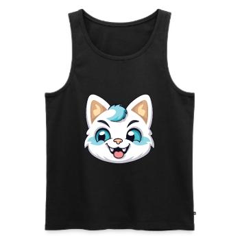 Hantilly Tiffany Cat Cartoon Watercolor Clipart - Men's Premium Organic Tank Top - black - Front - Michal (187cm)