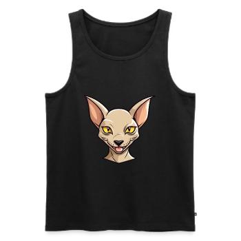 Peterbald Katze Karikatur Aquarell Illustration - Männer Premium Bio Tank Top - Schwarz - Vorne - Michal (187cm)