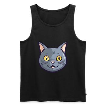 Chartreux Cat Cartoon Watercolor Illustration - Men's Premium Organic Tank Top - black - Front - AI Model Male 178 light (178cm)
