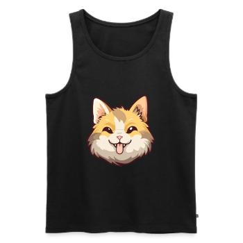 Illustration à l’aquarelle de dessin animé de chat de Chypre - Débardeur bio Premium Homme - noir - Devant - Michal (187cm)