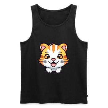 Tiger Cat Colorful Cartoon Watercolor Illustration - Men's Premium Organic Tank Top - black - Front - Michal (187cm)