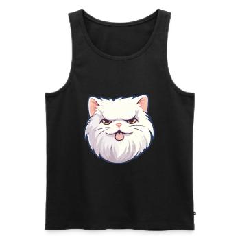 Weiße Langhaar Perserkatze Karikatur Aquarell Kunst - Männer Premium Bio Tank Top - Schwarz - Vorne - Michal (187cm)