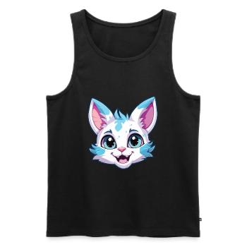 Australische gefleckte Nebelkatze Karikatur Aquarell Kunst - Männer Premium Bio Tank Top - Schwarz - Vorne - AI Model Male 178 light (178cm)