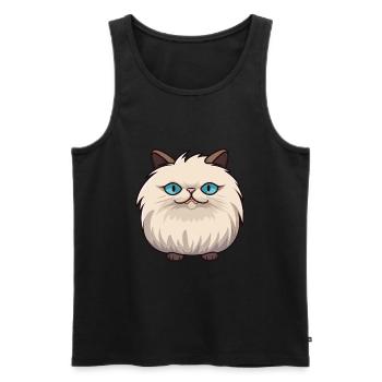 Illustration à l’aquarelle de dessin animé de chat de l’Himalaya - Débardeur bio Premium Homme - noir - Devant - Michal (187cm)