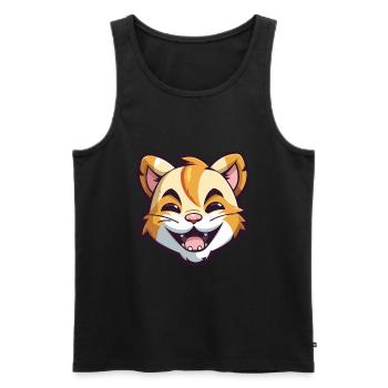 Tiger Cat Colorful Cartoon Watercolor Illustration - Men's Premium Organic Tank Top - black - Front - Michal (187cm)