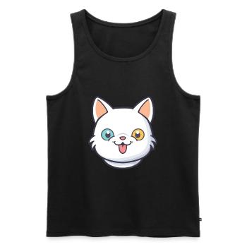 Hantilly Tiffany Cat Cartoon Watercolor Clipart - Men's Premium Organic Tank Top - black - Front - Michal (187cm)